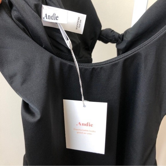 Andie Swim Swimsuit Womens Large Black The Santorini One Piece Key Hole NEW - Picture 9 of 13